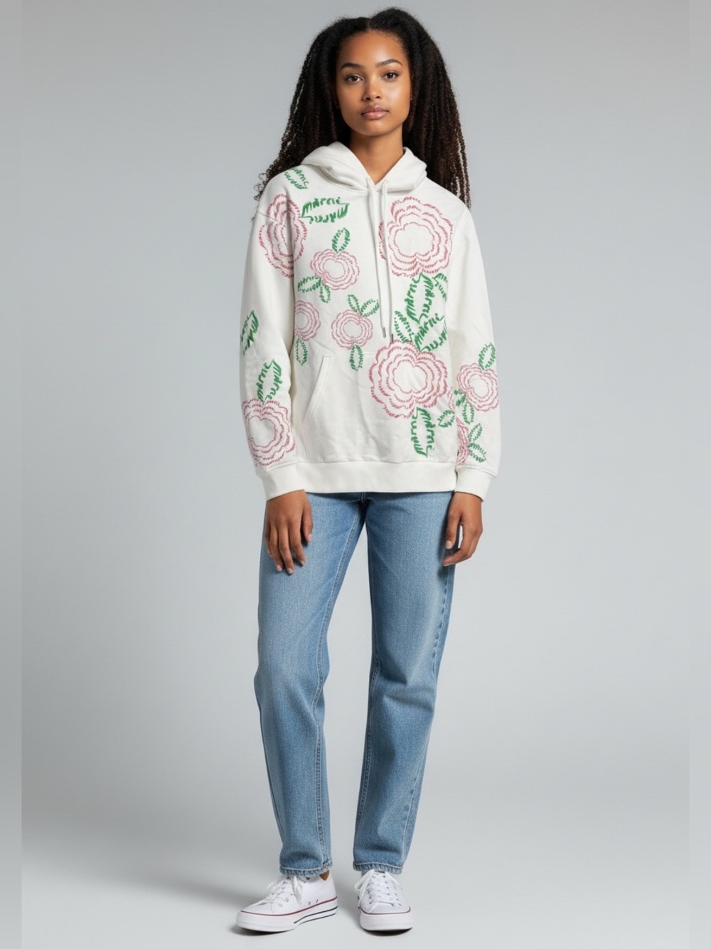 Marni French Rose cotton-terry hoodie 38